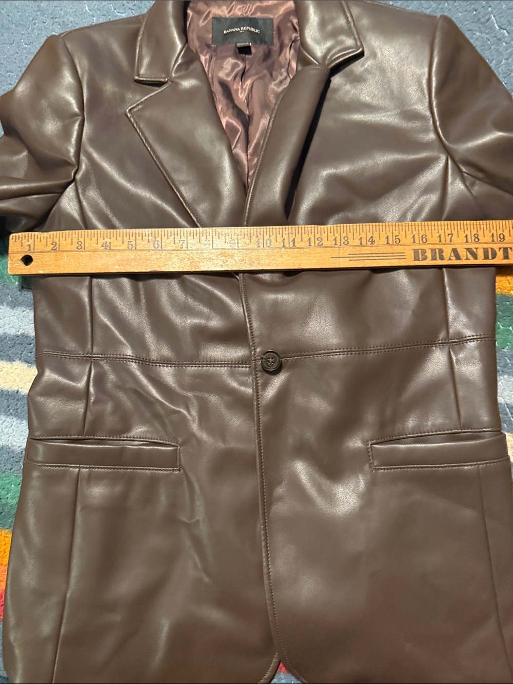 Banana Republic Dark Brown Leather Single-Button Blazer - Picture 10 of 13